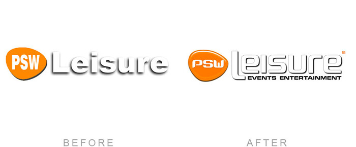 PSW Leisure Logo Polish Update Redesign 
 Updated, redesign of the PSW Leisure logo 
 Keywords: Orange, Polish, Designer, Typography, Transformation, Update, New, Improve