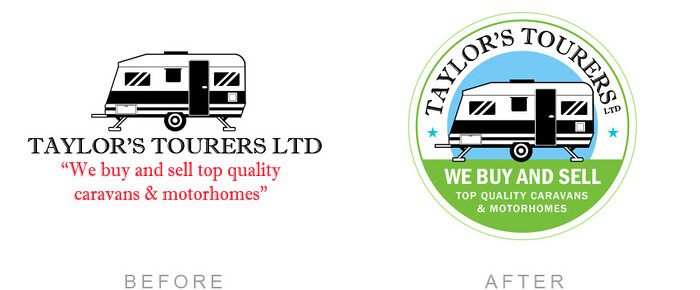 Taylors Tourers Logo Polish Update Redesign 
 Updated, redesign of the Taylor's Tourers Ltd logo 
 Keywords: Polish, Badge, Vectorise, Designer, Vector, Badge, Transformation, New, Circle, Update, Caravan, Blue, Improve, Green