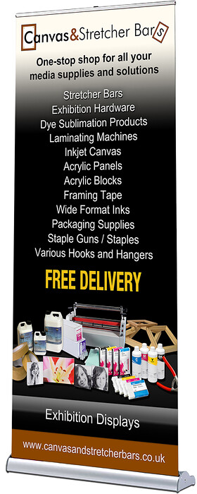 Canvas and Stretcher Bars Pop Up Roller Banner Design 
 Design of a pop-up roller banner for Canvas & Stretcher Bars to advertise their most popular art and craft products to new customers 
 Keywords: List Printed, Print, Free-Standing, Designer, Budget, Graphics, Art, Crafts, Supplies, Ad, Graphics, Artwork, Advert, Advertising, Sell, Selling