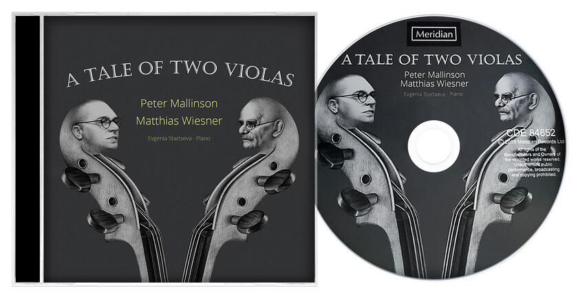 A Tales of Two Violas CD Cover Design 
 Design of a CD Cover for Peter Mallinson and Mathew Wiesner - A Tale of Two Violas 
 Keywords: Grey, Print, Illustration, Printed, Cassette, Product, Heads, Designer, Artwork, Case, Classical, Musician